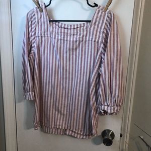 Time tru red striped blouse